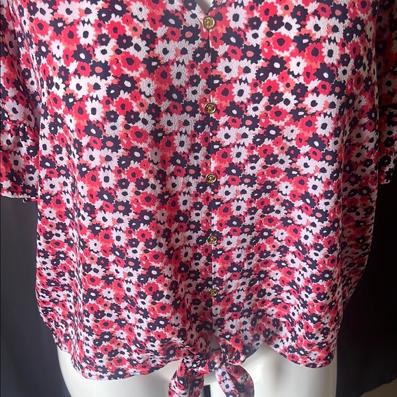 Michael Kors White and Pink Short Sleeve Blouse Size XL - Picture 3 of 7